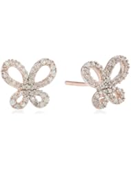 10k Rose Gold Diamond Ear Pin Earrings ( .25 cttw, H-I Color, I2-I3 Clarity)