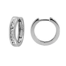 14k White or Yellow Gold Channel-Set Diamond Hoop Earrings (1 3 cttw, H-I... by Amazon.com Collection