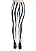 Woman Black & White Vertical Striped Leggings, Made in USA