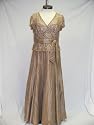 Taupe Dress with Beaded Lace Bodice and Taffeta Skirt