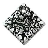 Lampwork Glass Silver Foil Black Square Diamond Pendant 47mm