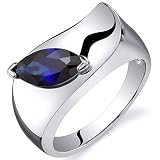 Musuem Style Marquise Cut 1.25 carats Blue Sapphire Ring in Sterling Silver Available in Sizes 5 thru 9