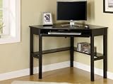 Corner Computer Wood Desk w/ Hidden Keyboard Tray and Media Storage