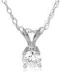 14k Choice of White or Yellow Gold Round Diamond Solitaire Pendant (1/4 ct, I-J Color, I1-I2 Clarity)