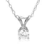 14k Choice of White or Yellow Gold Round Diamond Solitaire Pendant (1/4 ct, I-J Color, I1-I2 Clarity) $249.99