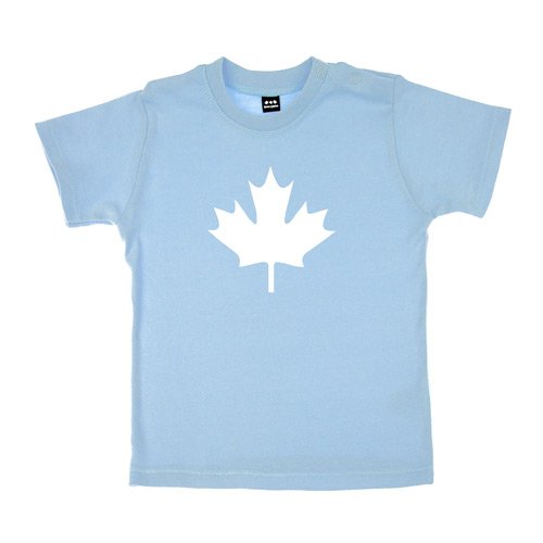 Baby – Kleinkinder T-Shirt – Kanada Ahorn – Textil skyblue / Motiv weiss Gr. 6-12 Monate