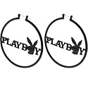 Officially Licensed PLAYBOY Black PLAYBOY HOOP Earrings