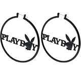 Officially Licensed PLAYBOY Black PLAYBOY HOOP Earrings