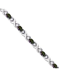 14k White Gold Natural Mystic-Topaz And Diamond Tennis Bracelet