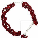 Sterling Silver .925 Red Genuine Sea Bamboo Coral Chip Stone Twisted 3 Strand Torsade Necklace