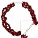 Sterling Silver .925 Red Genuine Sea Bamboo Coral Chip Stone Twisted 3 Strand Torsade Necklace
