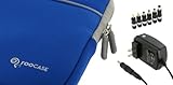 rooCASE 2n1 Lenovo S10-2 10.1-Inch White Netbook Sleeve Case with AC Wall Adapter Charger (Invisible Zipper Dual-Pocket - Dark Blue)