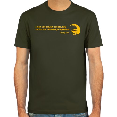 T-Shirt George Best ::: Farbauswahl: schwarz, oliv oder navy ::: Größen: S-XL ::: Fußball-Kult