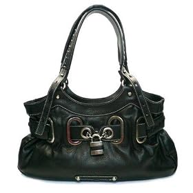 Click here to buy Black Large Padlock Satchel Tote Bag Purse Handbag by Sarahs Boutique.