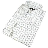 Forzieri Amalfi White & Light Blue Checked Button down Cotton Shirt 15 34-35