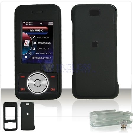 RUBBER FEEL Solid Black Hard Case Cover For LG VX-85500 Chocolate 2 w/ optional Clip Cell Phone SNAP-ON