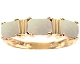 14K Yellow Gold Octagon Three-Stone Ring-Mother of Pearl-full, half sizes from 5-8.5