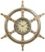 26" Nautical Boat Wheel Rustic Wall Clock with Roman Numerals