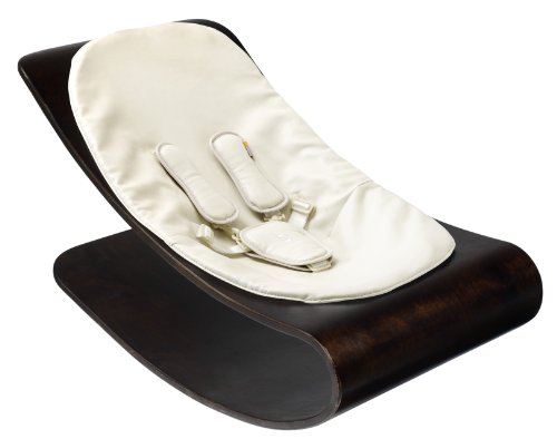 Bloom Coco Stylewood Baby Lounger with Seat Pad, Cappuccino Frame, Coconut White
