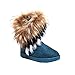 Weixinbuy Womens Suede Snow Ankle Boots Faux Fur Tassel Flat Shoes Green 40