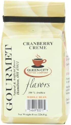 Queen City Cranberry Creme Flavored Whole Bean Coffee, 8-Ounce Bags (Pack of 3)