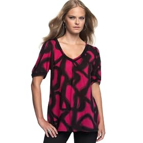 MICHAEL Michael Kors Petite Top, Printed V-Neck Knit