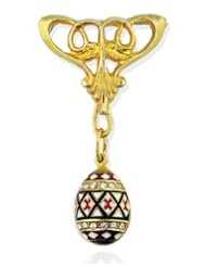 Jewelry: Sterling Silver Gold Plate Egg Pendant with Egg Charm Holder Pin Brooch Pysanky - Alexandra International