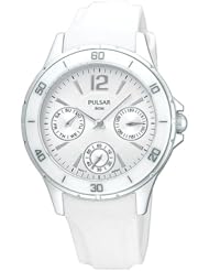 Pulsar PP6025 34 Stainless Steel Case White Rubber Mineral Womens Quartz Watch