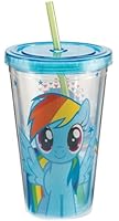 Vandor 42114 My Little Pony Rainbow Dash 18 oz Acrylic Travel Cup with Lid and Straw, Multicolor