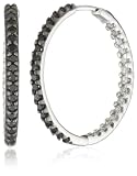 Sterling Silver Black and White Diamond Inside-Out Hoop Earrings (1.00 cttw, H-I Color, I2 Clarity)