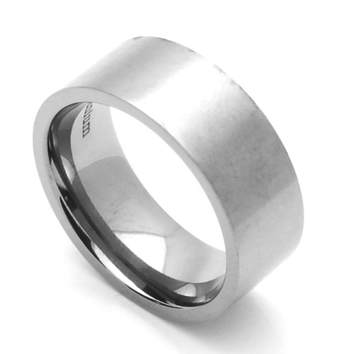 8MM Comfort Fit Titanium Wedding Band Classic Flat Ring (Size 8 to 15)