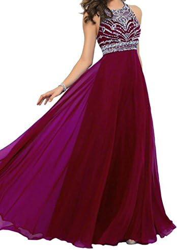 Tidetrend Women A-line Long Chiffon Prom Dress Formal Evening Gown (6, Burgundy)