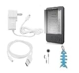 Wall Charger + USB Data Cable + Headset + LCD Screen Protector + Light Blue Fishbone Style Keychain for Kindle 2, Kindle Wireless Reading Device and Kindle 3G Wireless Reading Device, Free 3G + Wi-Fi, 6 Display, Graphite, 3G Works Globally - Latest Generation