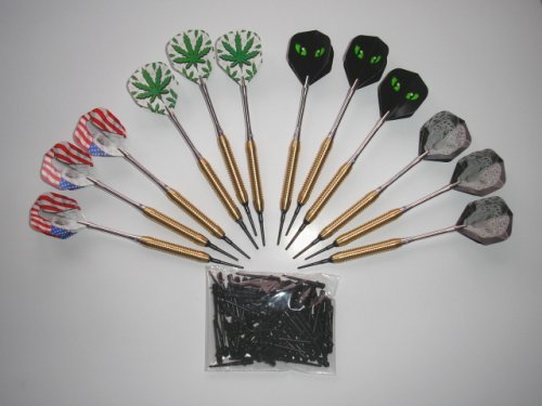 12 Karella-Dartpfeile in Turnierqualität mit Aluschaft ca. 17g + 100 Softspitzen