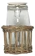 Hand Woven Grey Brown Willow Basket with Medium Glass Canister 5"D x 9"H, 48oz Set / 2