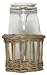 Hand Woven Grey Brown Willow Basket with Medium Glass Canister 5"D x 9"H, 48oz Set / 2