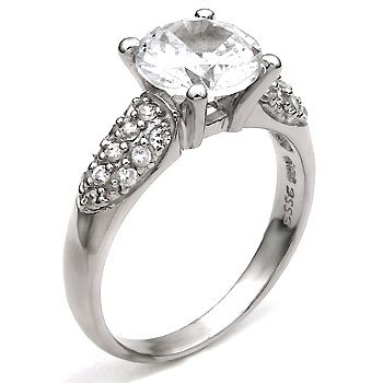 Sterling Silver 8mm CZ Prong Setting Engagement Ring - size 5