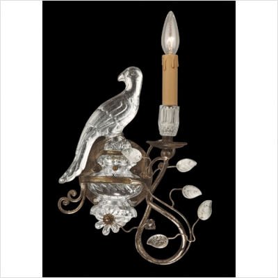 Art Nouveau Wall Sconce with Bird Appliques on Left in Antique Silver