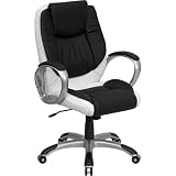 Black and White Leather Mid-back Office Desk Chairs Flash Furniture (CH-CX0217M-GG)