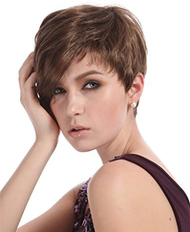 CHICOME Sexy Layered Short Length Light Brown Curly Hair Pixie Wigs for White Women -Estelle