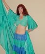 Turquoise Semi-Circular Silk Veil