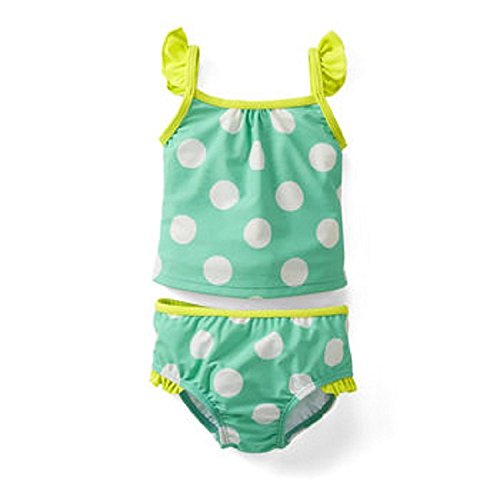 Carter s Baby Girls UPF 50 2 piece Tankini Swimsuit Polka Dots Green 24