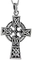 Sterling Silver Celtic Cross Pendant, 1 5/8" (41 mm) Tall.