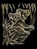 Gold Foil Engraving Art Koala Bears