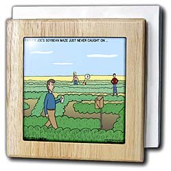 Rich Diesslins Funny Out to Lunch Cartoons - Farmer Joes Soybean Maze - Tile Napkin Holders