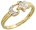 14 Karat Gold Halbmond & Sterne Diamanten Ring, mit 0.10 Karat Brilliantschliff Diamanten, (6mm) breit