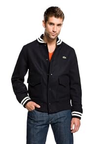 LACOSTE! Bomber Jacket With Striped Rib Trim