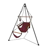 Hammaka Burgundy Hammock Chair 4009-HMKA with wood dowel and Tripod Stand