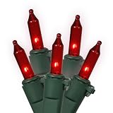 Set of 35 Red Mini Christmas Lights Green Wire
