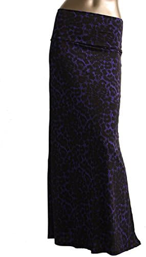 Women's Poly Span Multiple Selection Print Maxi Skirt (Large, Purple Leopard (D83))